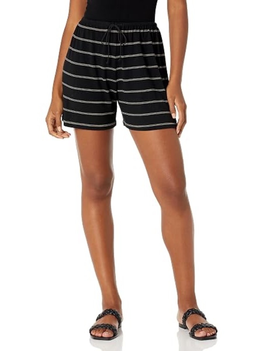 Vince Double Chalk Stripe Drawstring Shorts Knit Loungewear Summer Women NWT